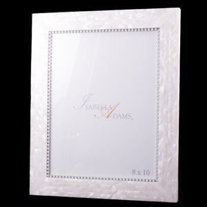 8 x 10 Mother of Pearl White Opal Picture Frame Featuring Swarovski © Crystals