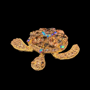 Small Topaz Premium Crystal Sea Turtle Paperweight