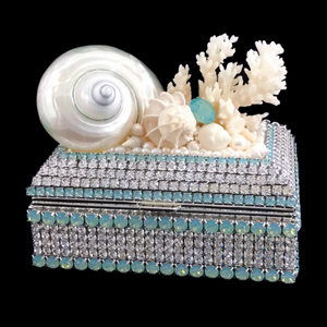 Pacific Opal Shell Cluster Keepsake Box Featuring Premium Crystal