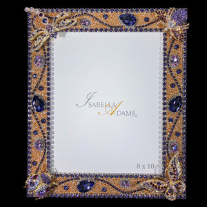 8 x 10 Amethyst & Gold Crystallized Bug Picture Frame Featuring Swarovski © Crystals