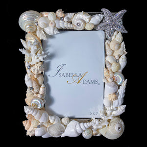 5 x 7 Sea Shell Picture Frame Featuring Clear Swarovski © Crystals