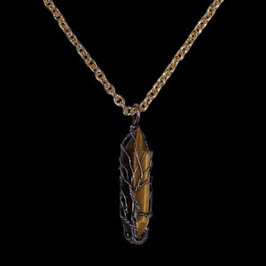 Tiger's Eye Crystal "Tree of Life" Cabochon Necklace