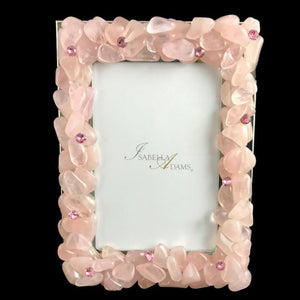 Rose Quartz Gemstone 4 x 6 Picture Frame Featuring Premium Crystal