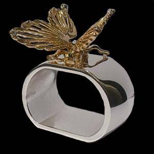 Gold Butterfly Napkin Ring Set | 4