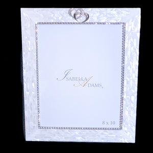 Mother of Pearl Locking Hearts 8 x 10 Picture Frame Featuring Premium Crystal