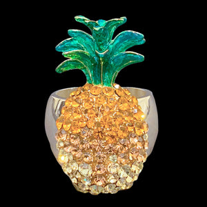 Pineapple Napkin Ring Featuring Premium Crystal & Silver Ring -Each