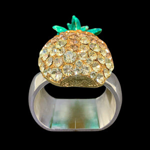 Pineapple Napkin Ring Featuring Premium Crystal & Silver Ring -Each