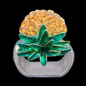 Pineapple Napkin Ring Featuring Premium Crystal & Silver Ring -Each