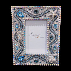 Sea Life 5 x 7 Picture Frame featuring Aquamarine & Montana Blue Premium Crystal