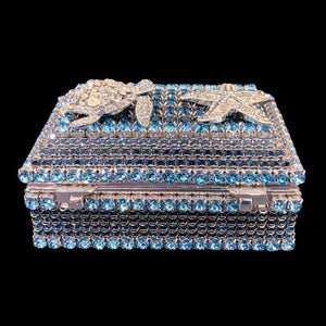 Crystallized Aquamarine Sea Life Keepsake Box Featuring Premium Crystal