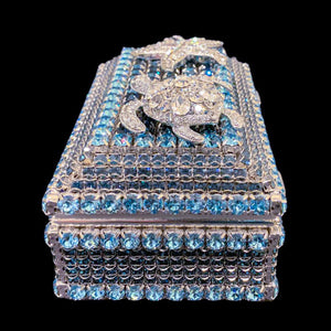 Crystallized Aquamarine Sea Life Keepsake Box Featuring Premium Crystal