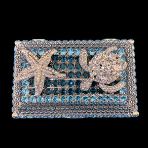 Crystallized Aquamarine Sea Life Keepsake Box Featuring Premium Crystal