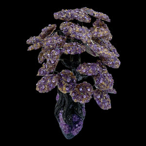 Large Bonsai Tree Centerpiece Featuring Amethyst Premium Crystals and Amethyst Gemstones