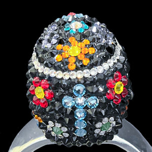 Black Sugar Skull Napkin Ring Featuring Premium Crystal | Set of 4