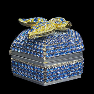 Sapphire Mix Butterfly Hexagon Box Featuring Premium Crystals