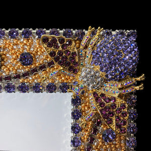 Close up of Bee on  8 x 10 Amethyst & Gold Crystallized Bug Picture Frame Featuring Swarovski © Crystals