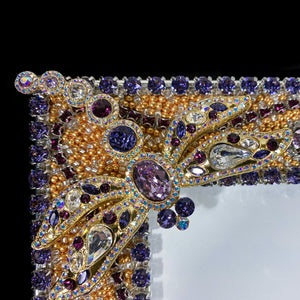 Close up of Dragonfly on 8 x 10 Amethyst & Gold Crystallized Bug Picture Frame Featuring Swarovski © Crystals