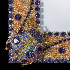 Close up of Lady Bug on 8 x 10 Amethyst & Gold Crystallized Bug Picture Frame Featuring Swarovski © Crystals