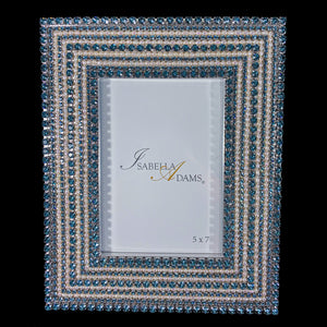 5 x 7 Picture Frame Featuring Aquamarine Swarovski © Crystals and Freshwater Pearls