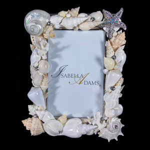 4 x 6 Sea Shell Picture Frame Featuring Clear Swarovski © Crystals