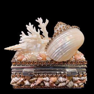 Topaz Shell Cluster Ring Box Featuring Premium Crystal