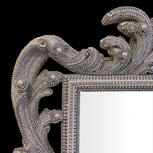 Baroque Style Wall Mirror - Premium Crystals & Freshwater Pearls