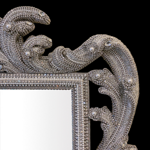 Baroque Style Wall Mirror - Premium Crystals & Freshwater Pearls