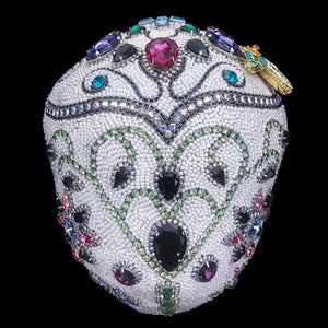 Back of King Sized Multi-Color Crystallized Sugar Skull Statuette Featuring Swarovski © Crystals