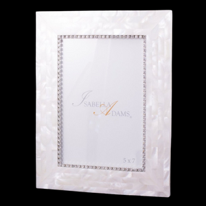 5 x 7 Classic Mother of Pearl Picture Frame Featuring Premium Crystal