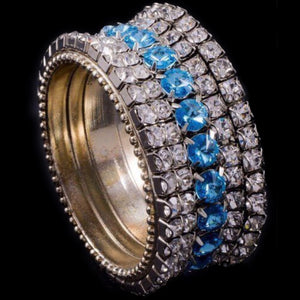 Round Crystallized Napkin Ring Featuring Aquamarine & Clear Premium Crystal | Set of 4