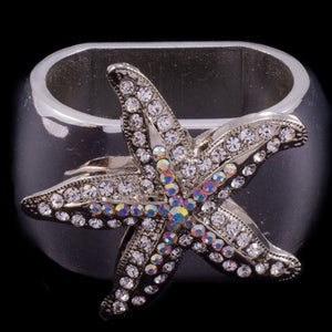 Starfish Napkin Ring Featuring Premium Crystal | Set of 4