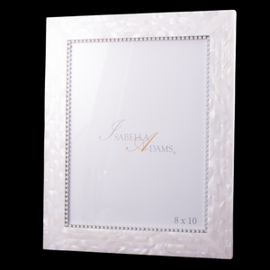 Mother of Pearl White Opal 8 x 10 Picture Frame Featuring Premium Crystal